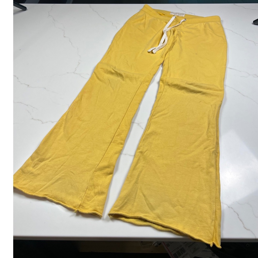 Aeropostale Sweatpants Women Yellow Flare 1987 Graphic Drawstring Small